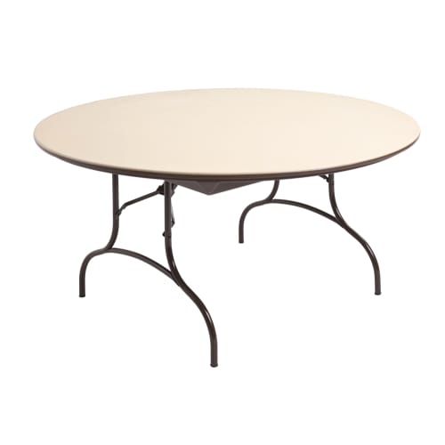 Mity-Lite® ABS 72in Round Folding Table, Wishbone Legs, Beige